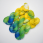 Preview: Bunte Papageien - 150g Sockenwolle 6-fach mit silber Glitzer, handgefärbt