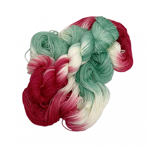 Hibiskus trifft Minze - Merino-Sockenwolle 4-fach