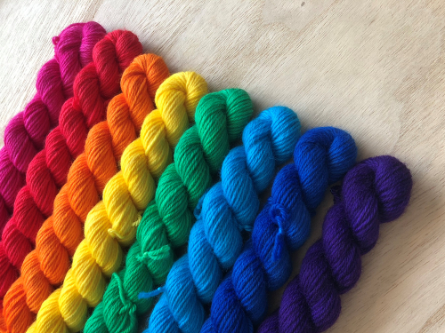 Rainbow - 8 x 20g Merino-Sockenwolle 4-fach, handgefärbt