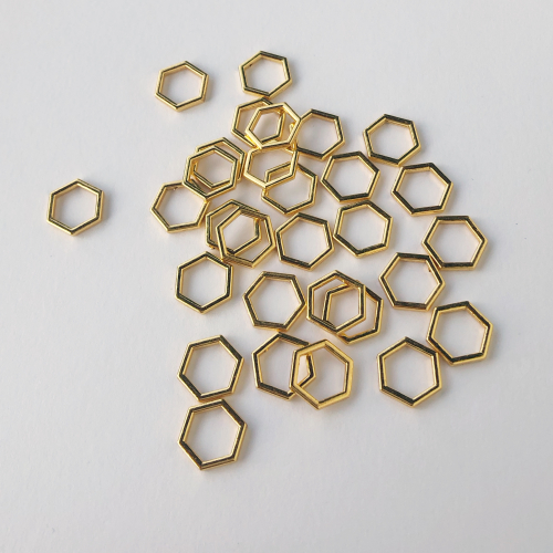 30 hexagon stitchmarker set, gold