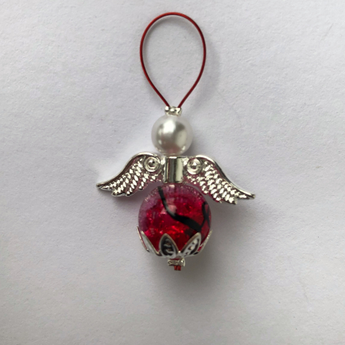 5 pc stitchmarker set for knitting, angel red