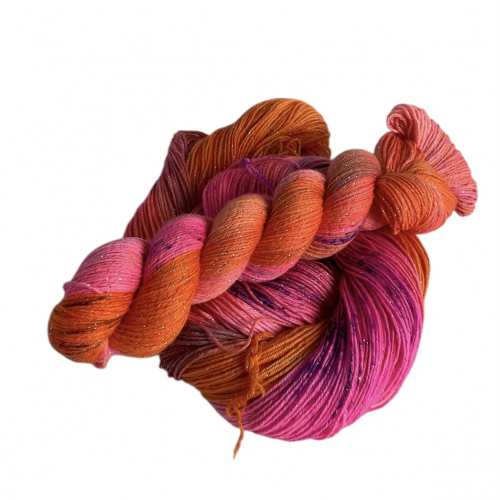 Sonnwendfeuer - 100g Glitter-Sockyarn, handdyed, fingering weight