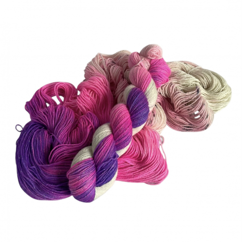 Pinktastic - 100g Glitter-Sockyarn, handdyed, fingering weight
