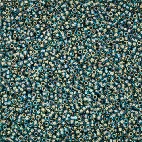 250g Toho Rocailles Gold Lined Rainbow Aqua TR-06-995
