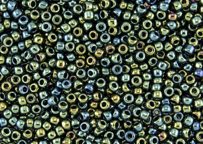30 g Toho Rocailles Metallic Iris - Green/Brown TR-06-84