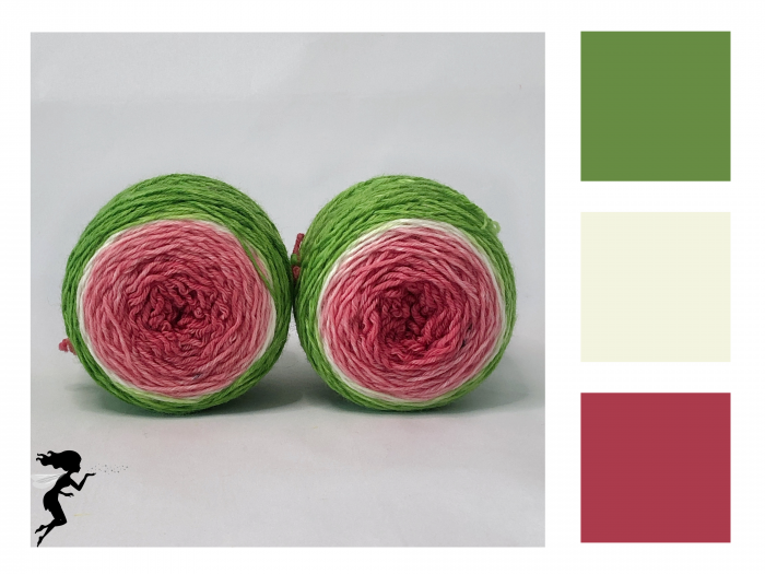 Watermelon - 2 x 50g Merino-Sockenwolle 6-fach - Farbverlauf