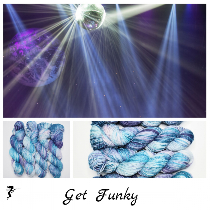 Get Funky - 150g Sockenwolle 6-fach mit silber Glitzer, handgefärbt