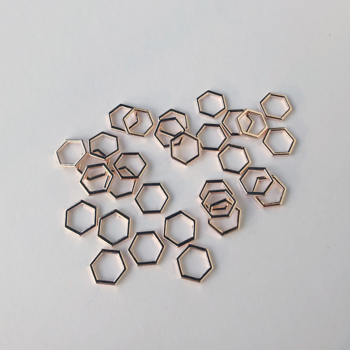 30 hexagon stitchmarker set, copper