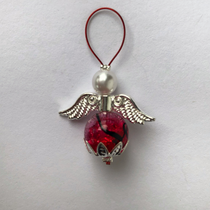 5 pc stitchmarker set for knitting, angel red