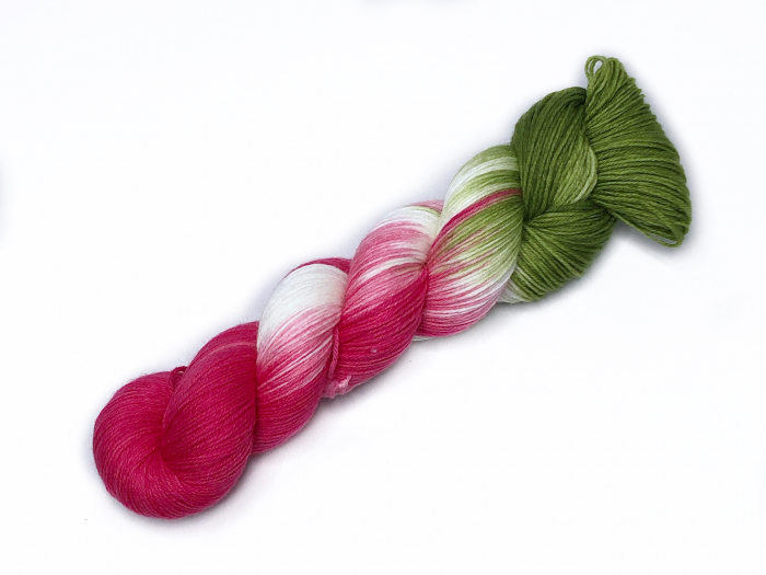 Pink Pointsettia - Merino-Sockyarn, fingering weight