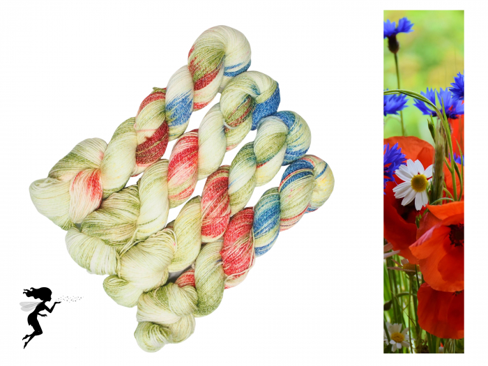 Poppies and Cornflowers - Merino Cotton Sockyarn fingering weight