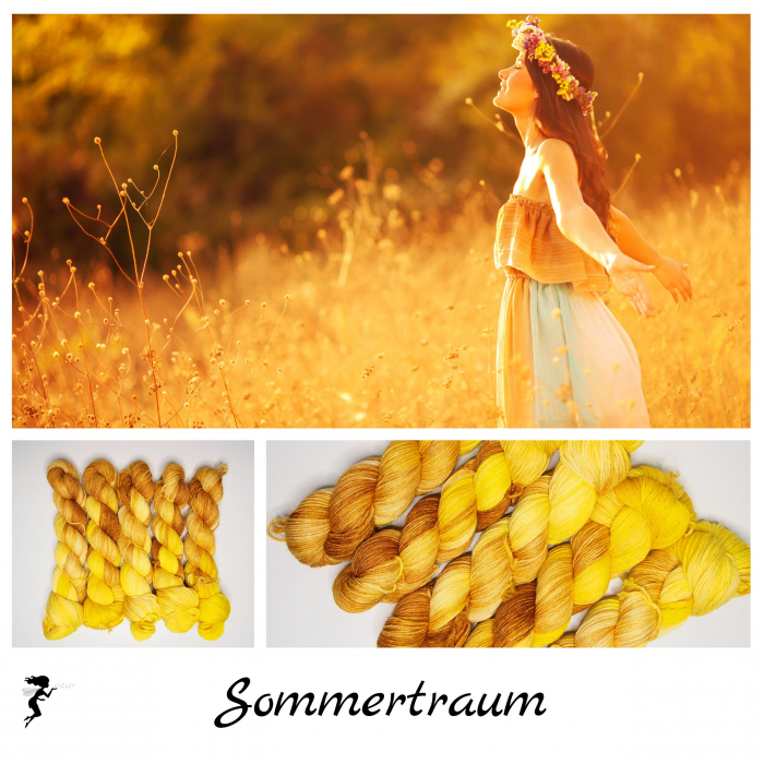 Schöner Sommertraum - 100g Merino-Sockenwolle 6-fach, handgefärbt