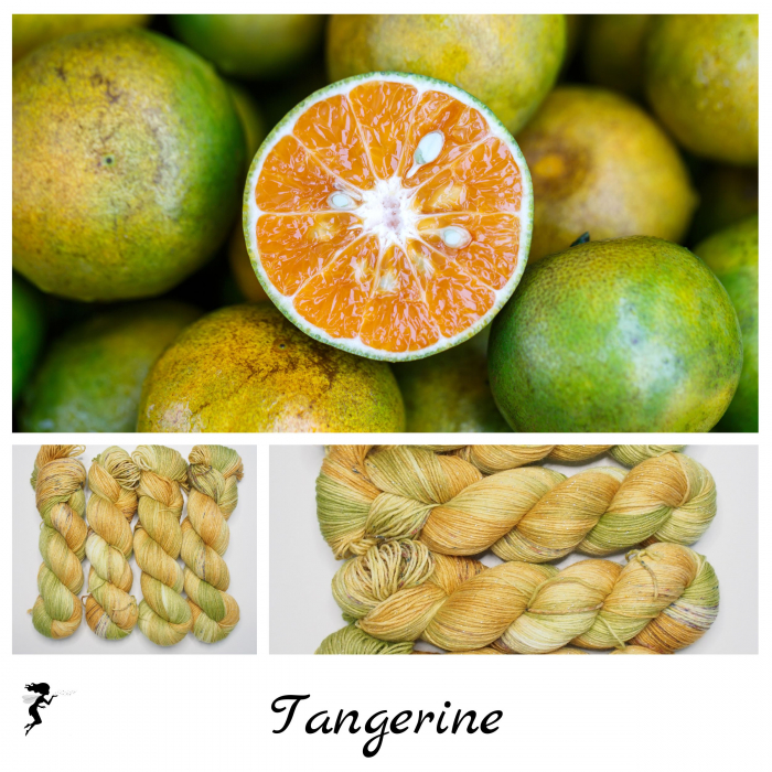 Tangerine - 150g Sockenwolle 6-fach mit silber Glitzer, handgefärbt