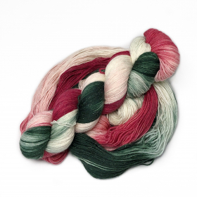 Sonderfärbung Weihnachten - Merino-Sockenwolle 4-fach mit Glitzer